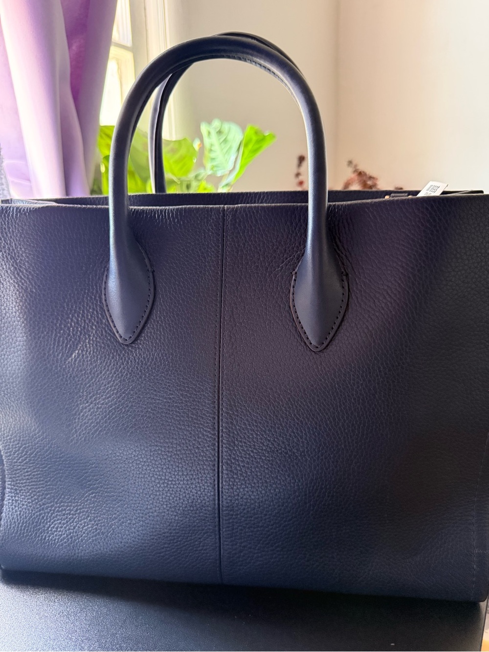 Michael Kors Mirella Medium East Wes Tote Satchel Leather Bag Navy - Picture 4 of 8